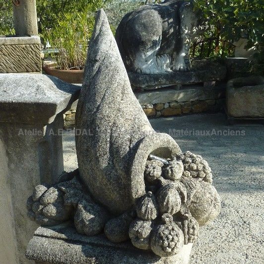 Cornucopia by the AE Bidal's Provence workshop- stone sculpture.