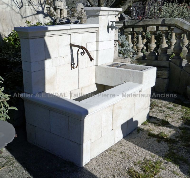 Beautiful fountain of Provence crafted in natural limestone.