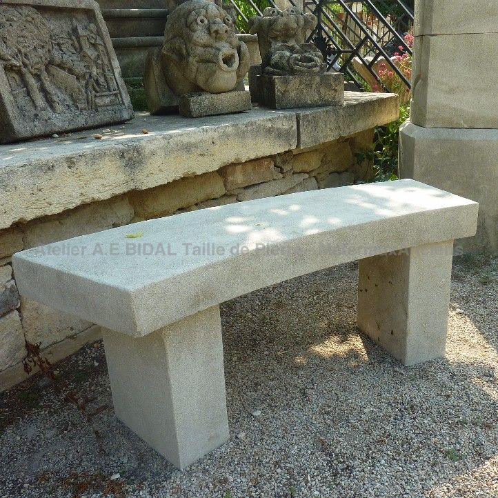 Sustainable garden bench in stone - Atelier Alain BIDAL (Provence)